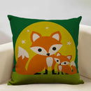 Axyaa Fox Linen Pillowcase - Nordic Animal Theme Decorative Cushion Cover 45x45cm