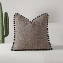 Axyaa Boho Green Velvet Pompom Throw Pillow Covers - Decorative Cushion Cases