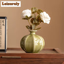 Axyaa Yaozhou Kiln Lantern Vase Green Plant Pot Tea set Home Decor Craft
