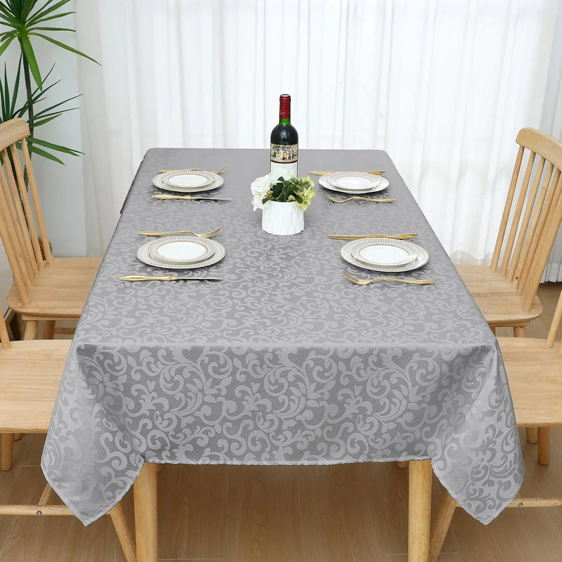 Axyaa Jacquard Dyeing Rectangle Tablecloth - Stain-Resistant Polyester for Home and Events