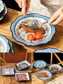 Axyaa Vintage Ceramic Deep Plate for Breakfast, Steak, and Fruit - High-Value Polish Style