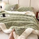 Axyaa Plush Fleece Throw Blanket for Sofa Bed - Warm Double Layer Plaid Blanket