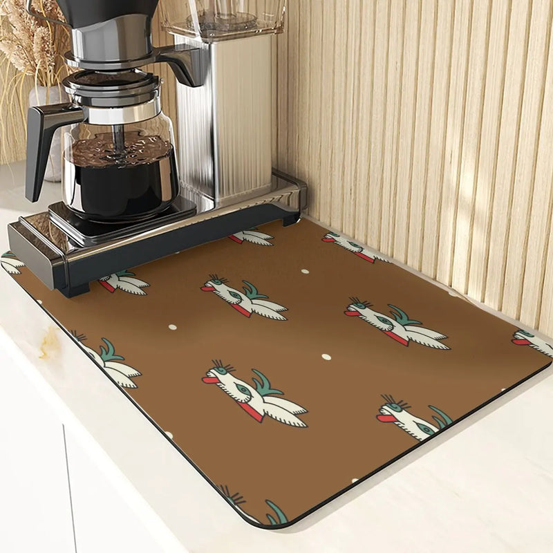 Axyaa Cute Rabbit Pattern Diatomaceous Earth Coasters Mats - Set of 4