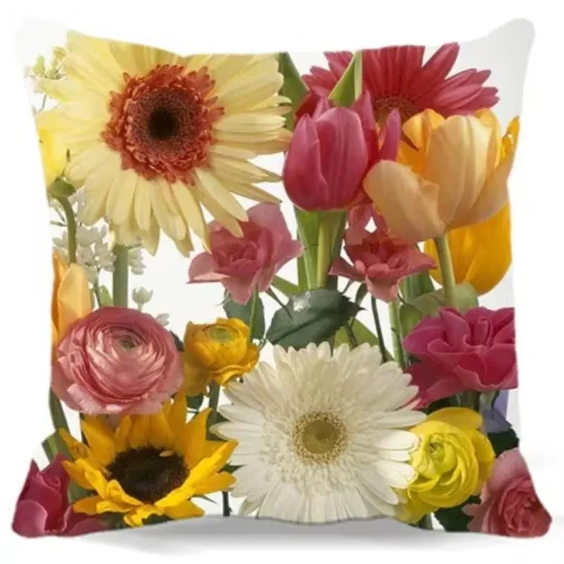 Axyaa Chrysanthemum Floral Polyester Cushion Cover Home Decor Pillowcase