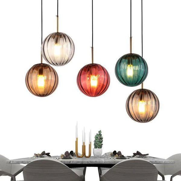 Axyaa Modern Stained Glass Pendant Lamp Nordic Hanging Lights