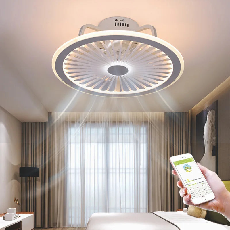 Axya Ceiling Fan Acrylic LED Intelligent Lamp Modern Design for Bedroom, Study, Kitchen