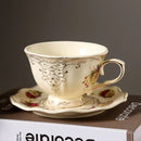 Axyaa English Rose Ceramic Coffee Cup Saucer Set