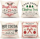 Axyaa Linen Christmas Pillow Cover Set 2024 - Snowman Elk Theme