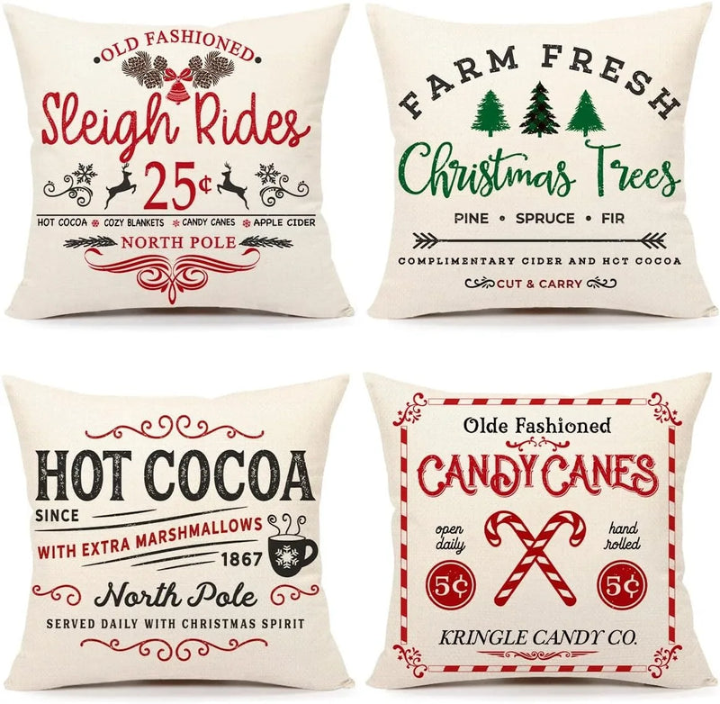 Red Christmas Tree Believe Snowflake Pillow Covers for Home Couch 45x45