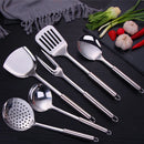 Axyaa Stainless Steel Kitchen Utensils Set - Spatula, Spoon, Colander - Cooking Tools