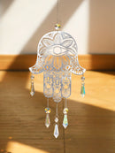 Axyaa Evil Eye Hamsa Hand Angel Wing Crystal Sun Catcher Garden Home Decor