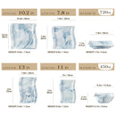 Axyaa Flora 26-Piece Marble Blue Porcelain Tableware Set for 6