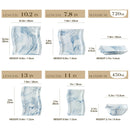 Axyaa Flora Marble Blue Porcelain Tableware Set for 6