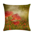 Axyaa Mushroom Fairy Tale Garden Linen Pillowcase for Sofa Seat Decor