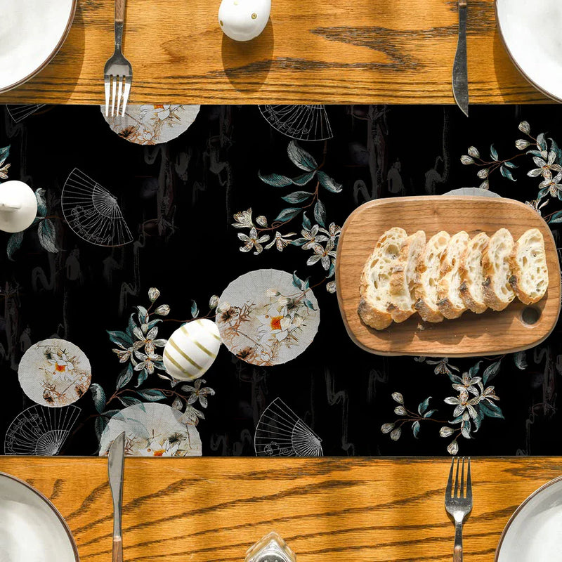 Axyaa Floral Fan Pattern Table Runner – Farmhouse Wedding Party Decoration