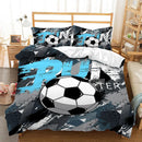 Axyaa Kids Soccer Duvet Cover Set - Queen Size Sports Bedding for Boys Girls