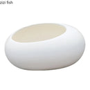Axya White Oval Ceramic Flowerpot for Balcony Succulents and Outdoor Gardens