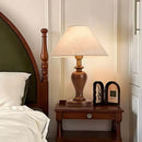 Axyaa Chinese Retro Solid Wood Floor Lamp with LED Light and Fabric Lampshade