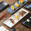 Axyaa Ceramic Sushi Plate Long Tray for Hot Pot BBQ Commercial Tableware