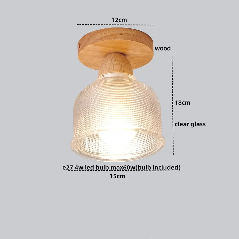Axyaa LED Ceiling Lamp Wood Glass Modern Style Indoor Lighting Fixtures