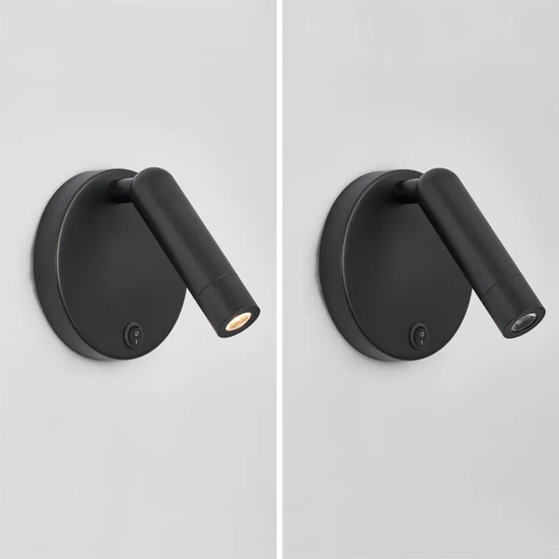 Axyaa Nordic Rotating Wall Lamp Sconce, Modern Minimalist Spotlight 3W Black Brass