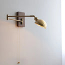 Axyaa Canopy LED Wall Light Pull Chain Switch Walnut Ash Wood Sconce