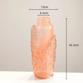 Axyaa Pink Glass Vase with Irregular Ice Cubes Relief, Home Decor Flowerpot