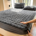 Axyaa Plush Shaggy Fur Mattress Cover Soft Elastic Fitted Sheet Solid Color Protector