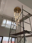 Axyaa Spanish Marble Round Chandelier for Living Dining Loft Bedroom