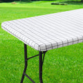 Axyaa Elastic Fitted Rectangle Vinyl Tablecloth for Indoor Outdoor Tables