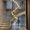 Axyaa Crystal Stair Chandelier: Modern LED Ceiling Light for Living Room