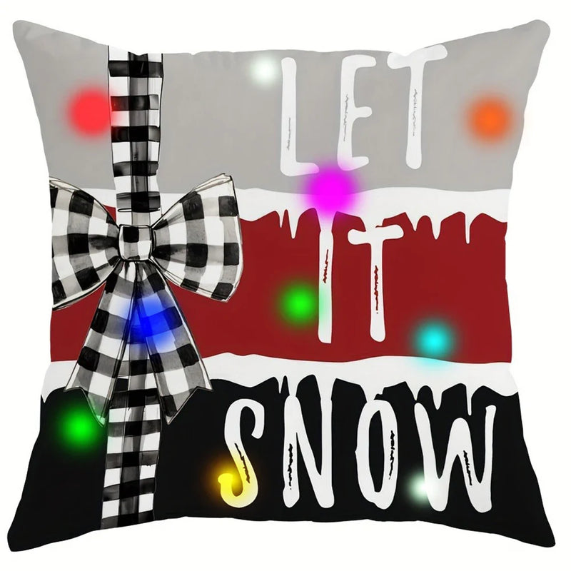 Axyaa LED Luminous Pillowcase with Santa Claus Snowman Plaid Design