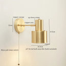 Axyaa Nordic Copper LED Wall Lamp - Pull Chain Switch - Home Decor