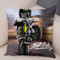 Axyaa Cartoon Motorcycle Pillowcase for Home, Sofa, Car - Polyester - Colorful Design