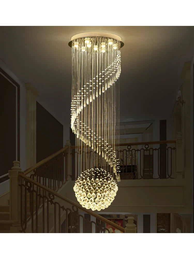 Axyaa Crystal Chain Pendant Light Chandelier for Living Room Staircase