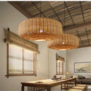 Rattan Retro Pendant Light by Axyaa - Hand-Woven Wooden Farmhouse Dining Light