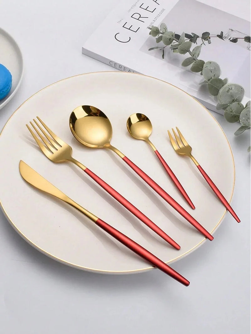 Axyaa Stainless Steel Holiday Tableware Set for Festive Gift Giving.