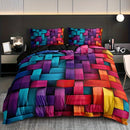 Axyaa Geometric Plaid Duvet Cover Set - 3 Piece All-Season Bedding