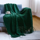 Axyaa Vintage Farmhouse Knitted Throw Blanket with Tassel