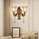 Axyaa Retro Crystal Glass Double Head Wall Light for Living Room and Bedroom