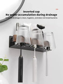 Axyaa Toothbrush Rack & Mug Holder with Toothpaste Squeezer - Wall Mounted Storage