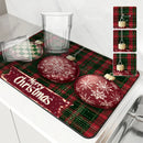 Axyaa Snowflake Checkered Christmas Drying Mat