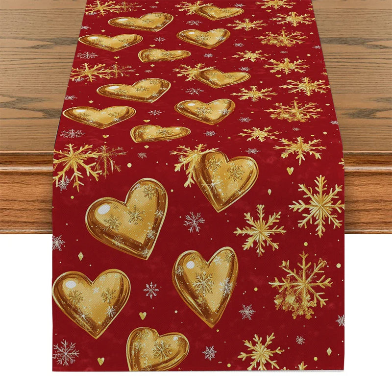 Axyaa Christmas Snow Table Runner - Indoor Outdoor Kitchen Dining Decor