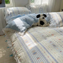 Axyaa Floral Leaf Queen Duvet Set - 4Pc Luxury Washed Cotton Bedding