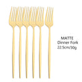 Axyaa Matte Stainless Steel Dinner Fork Set - 6Pcs Gold Silverware Flatware