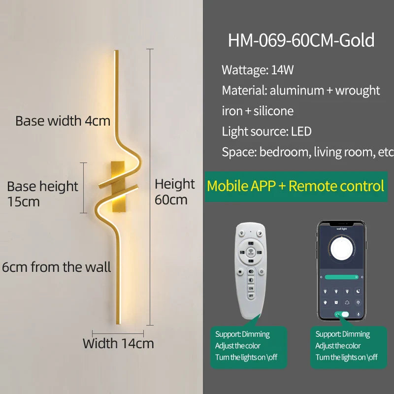 Axyaa Golden LED Wall Lamp for Living Room Bedroom Home Decor