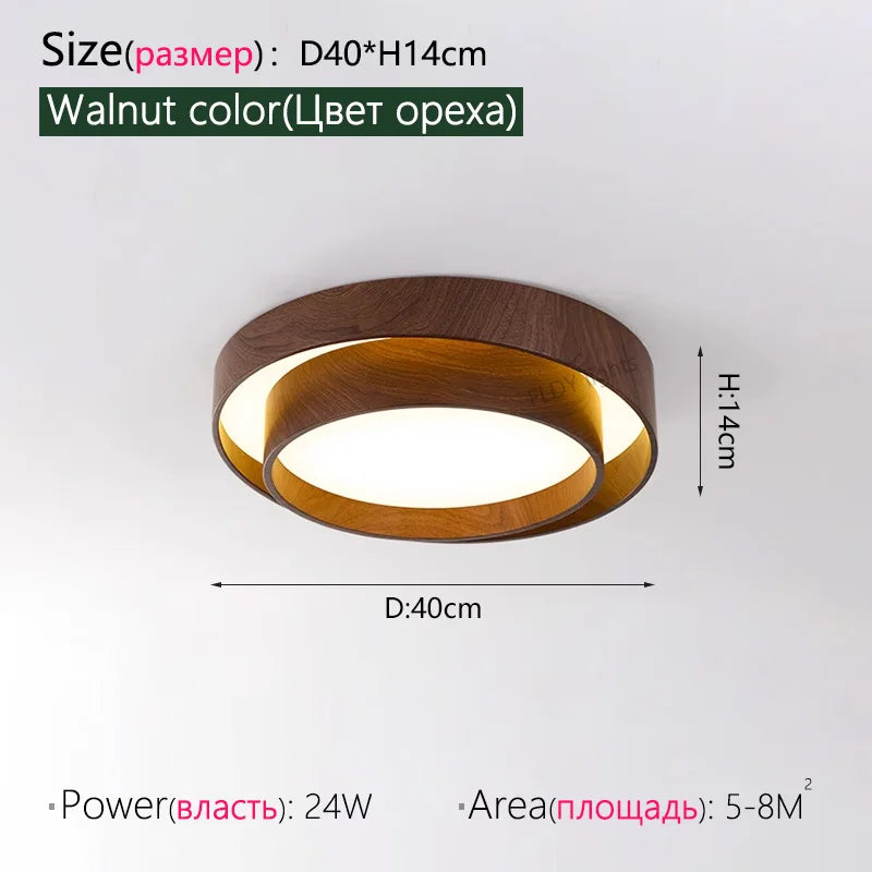 Axyaa Circular Walnut Wood LED Ceiling Chandelier - Home Decor Ceiling Fixtures
