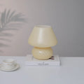 Large Glass Mushroom Lamp with Tricolored LED Bulb - Axyaa Nightstand Light