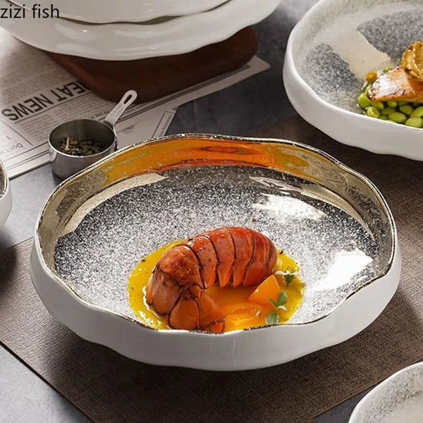 Axya Irregular Ceramic Bowl Set for Restaurant Specialty Tableware.