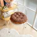 Axyaa Small Floral Rattan Chair Seat Cushion with Lace Round Design